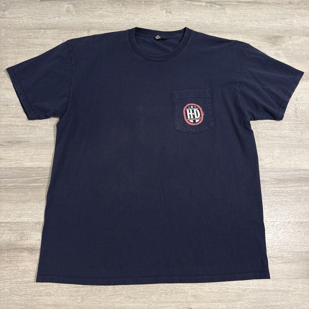 Harley Davidson Shirt Men’s 2XL Navy Blue Pocket White Mountain New Hampshire